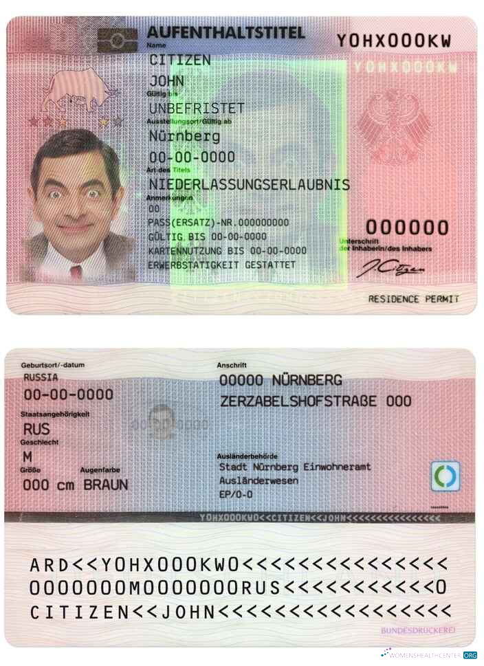 Download Germany residence permit Photoshop template